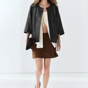 Suede Leather Mini Skirt